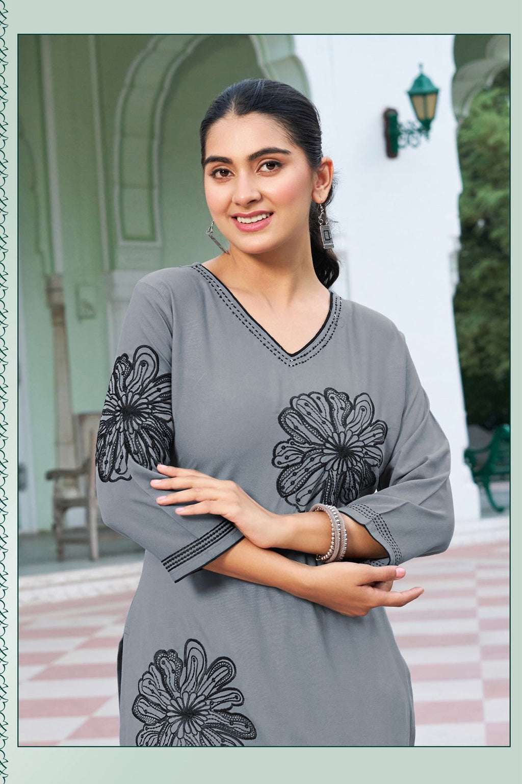 Eternal Elegance – "Ramyaa Grace" Threadwork Kurti Set