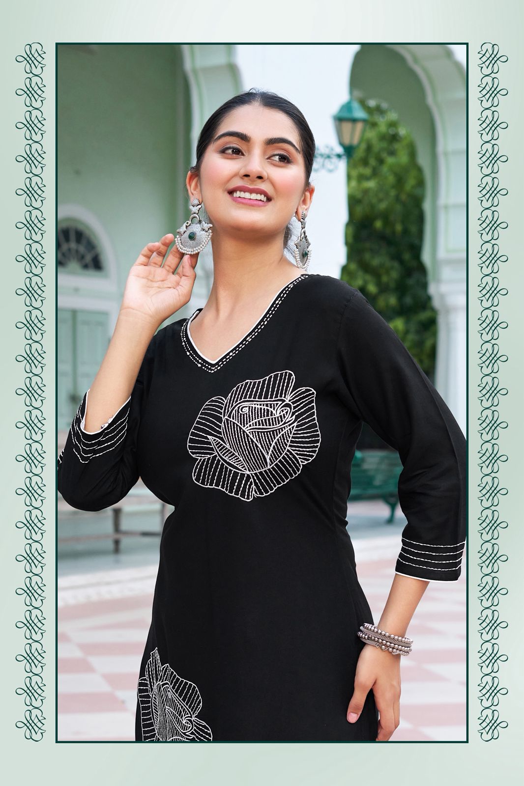 Eternal Elegance – "Ramyaa Grace" Threadwork Kurti Set
