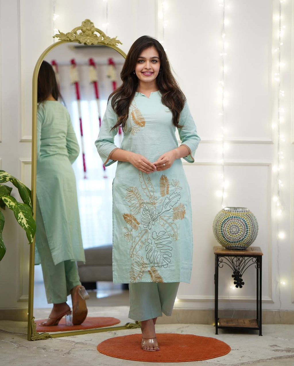 SlubSerene Embroidered Kurta Set -EE-SS3695