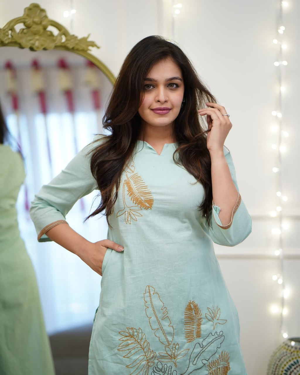 SlubSerene Embroidered Kurta Set -EE-SS3695