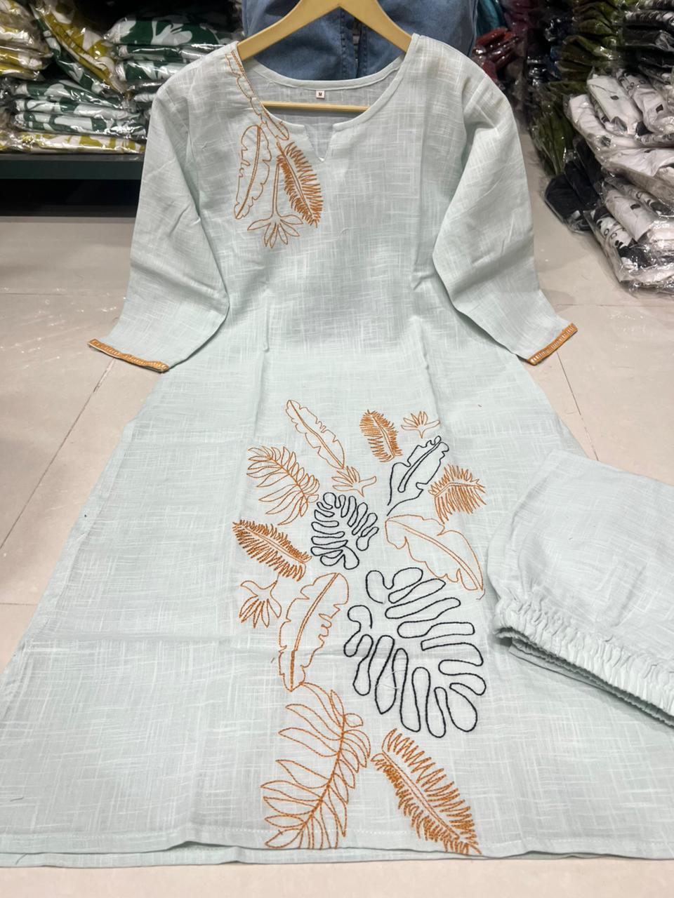 SlubSerene Embroidered Kurta Set -EE-SS3695