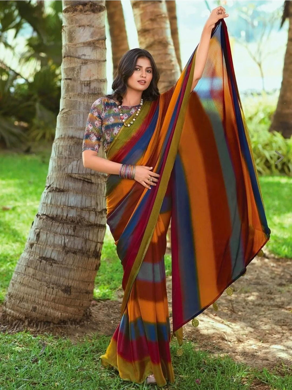 EE-SF-ARU3DV Chiffon Swarovski saree
