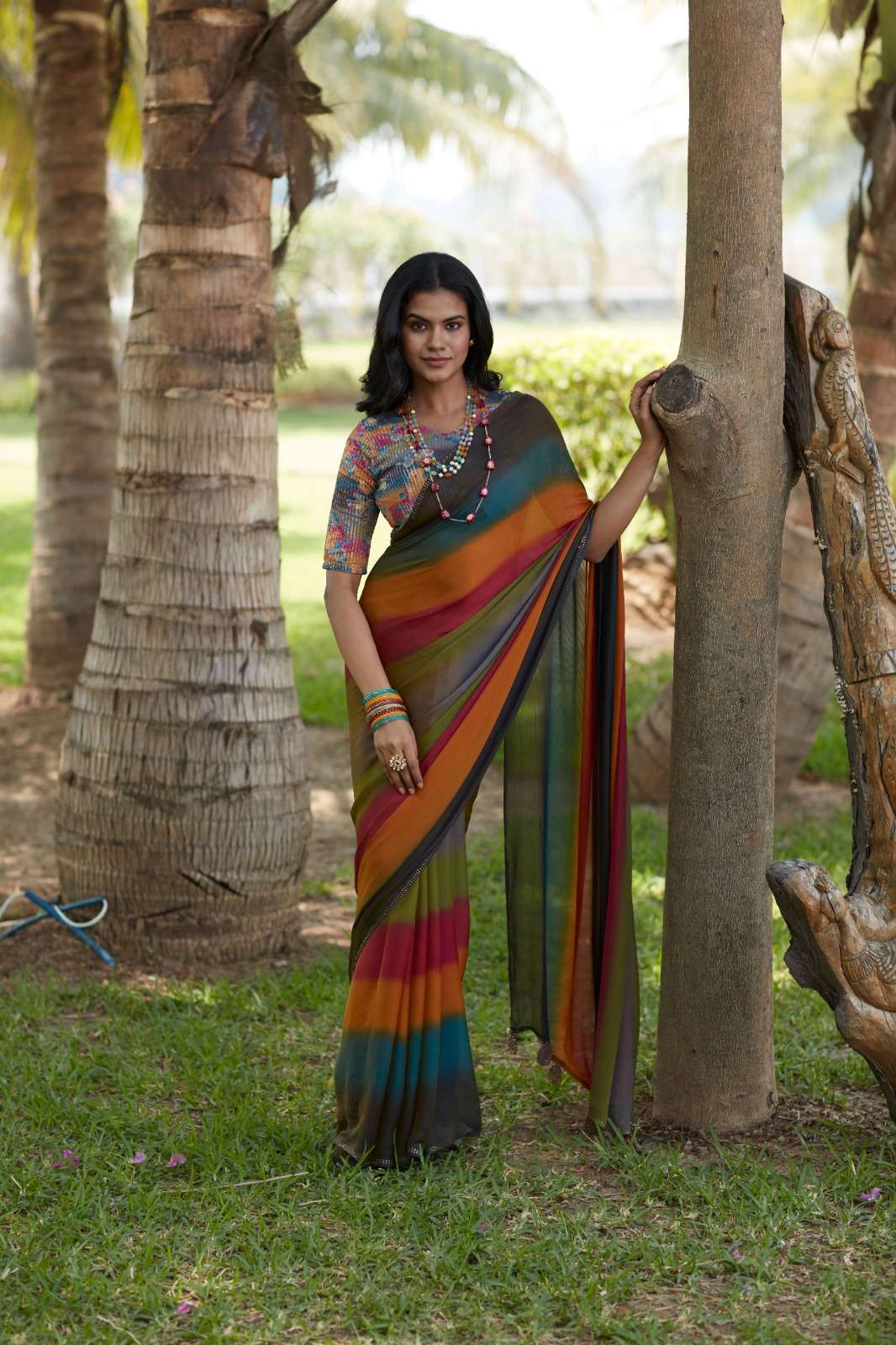 EE-SF-ARU3DV Chiffon Swarovski saree