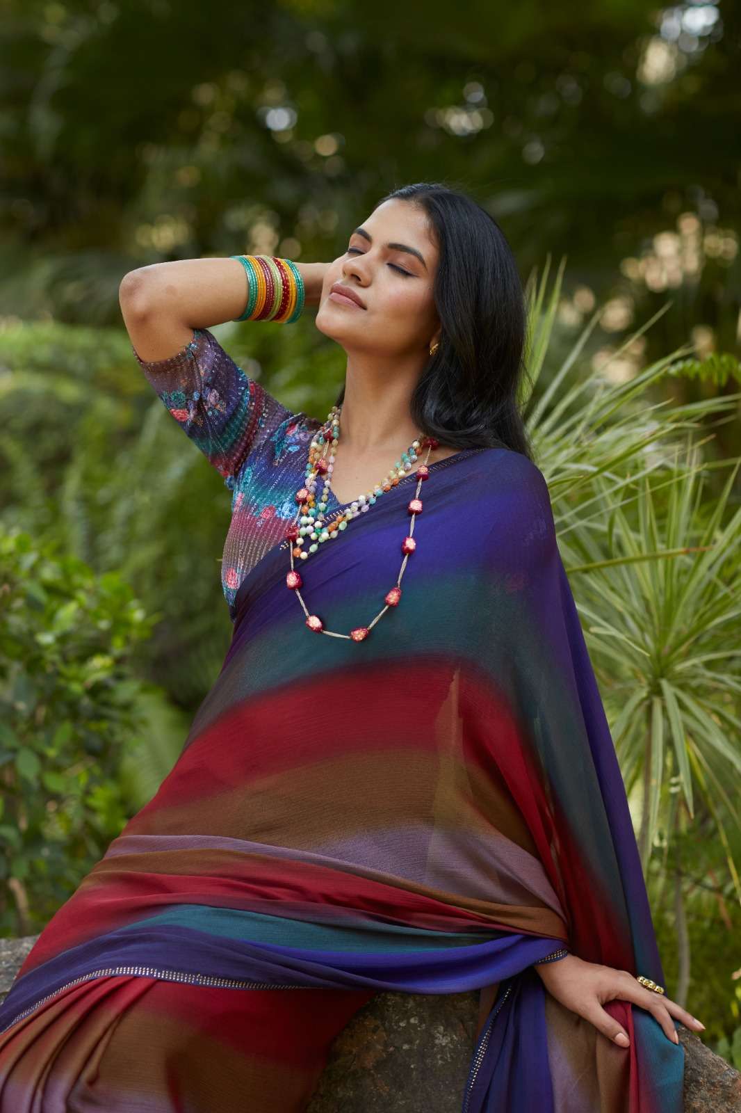 EE-SF-ARU3DV Chiffon Swarovski saree