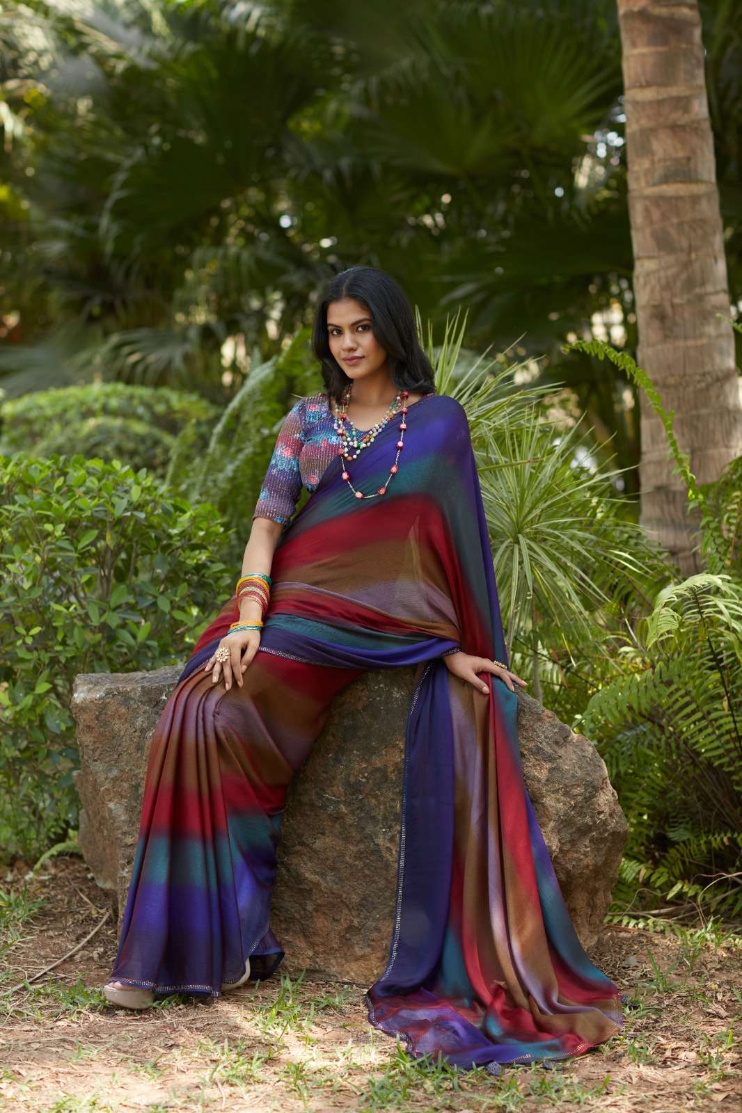EE-SF-ARU3DV Chiffon Swarovski saree