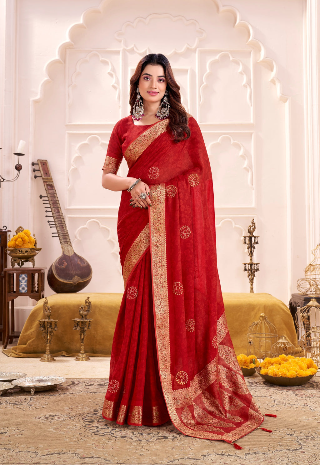 Eternal Elegance – EE-STP2 Moss Georgette Swarovski Saree
