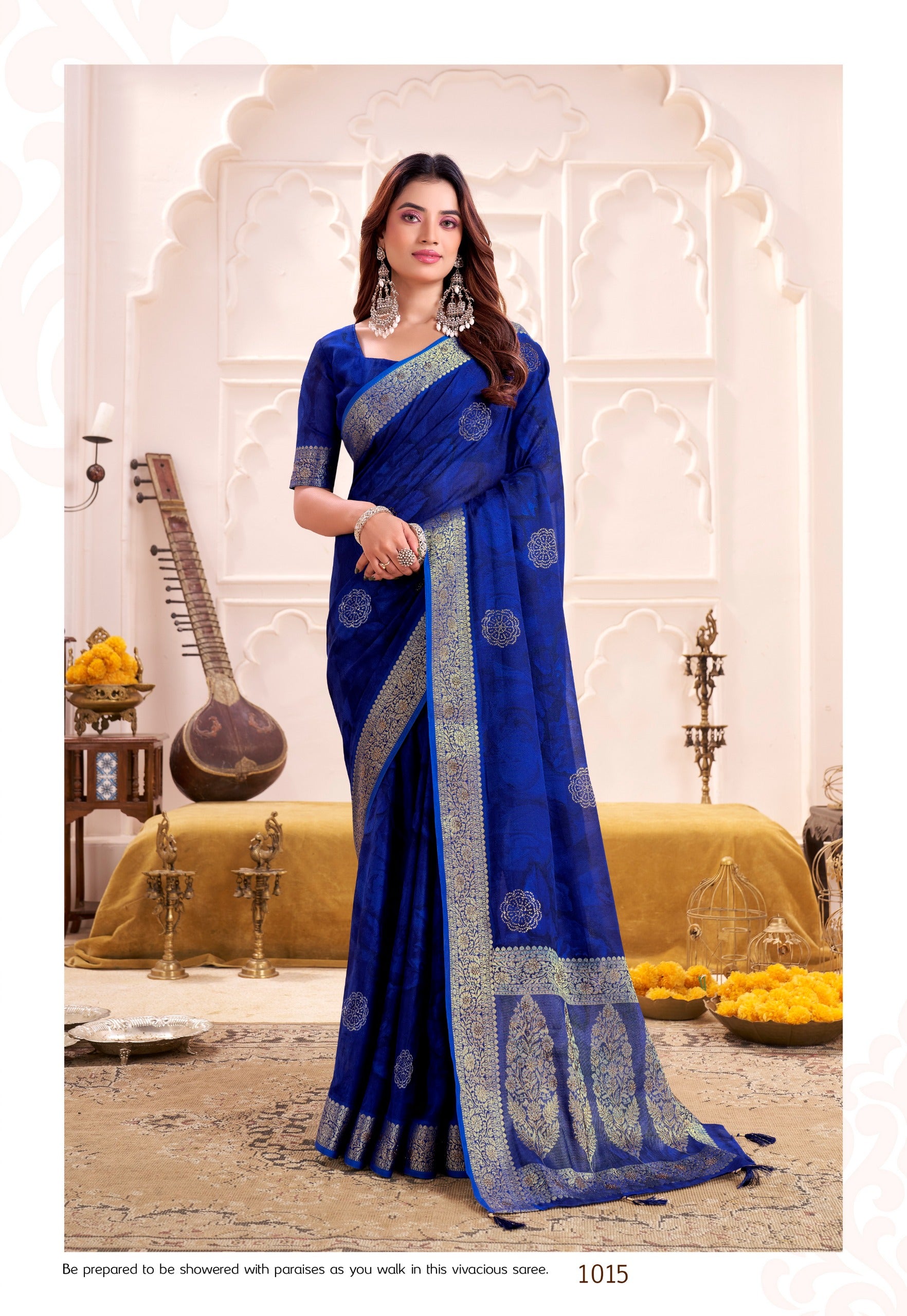 Eternal Elegance – EE-STP2 Moss Georgette Swarovski Saree