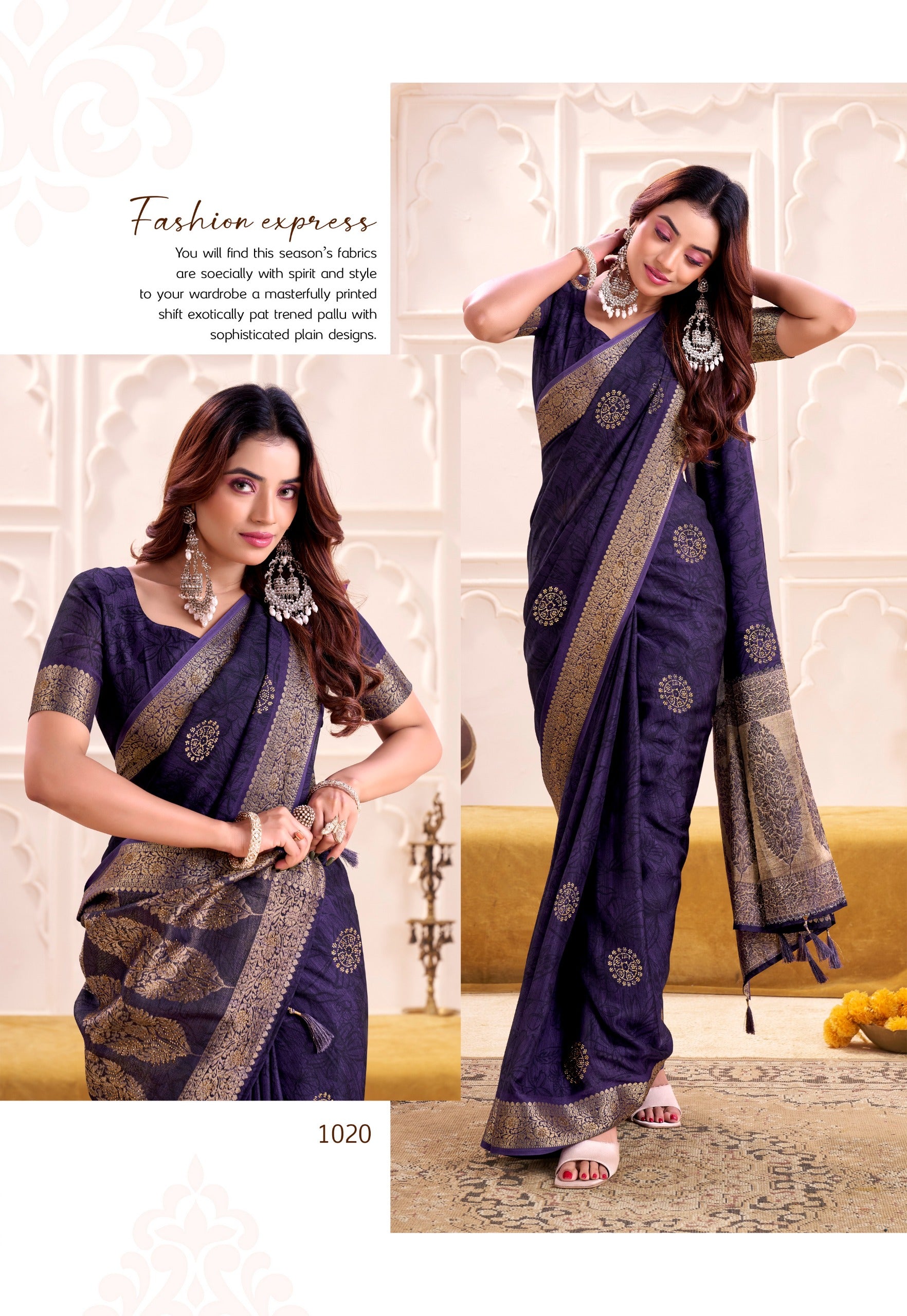Eternal Elegance – EE-STP2 Moss Georgette Swarovski Saree