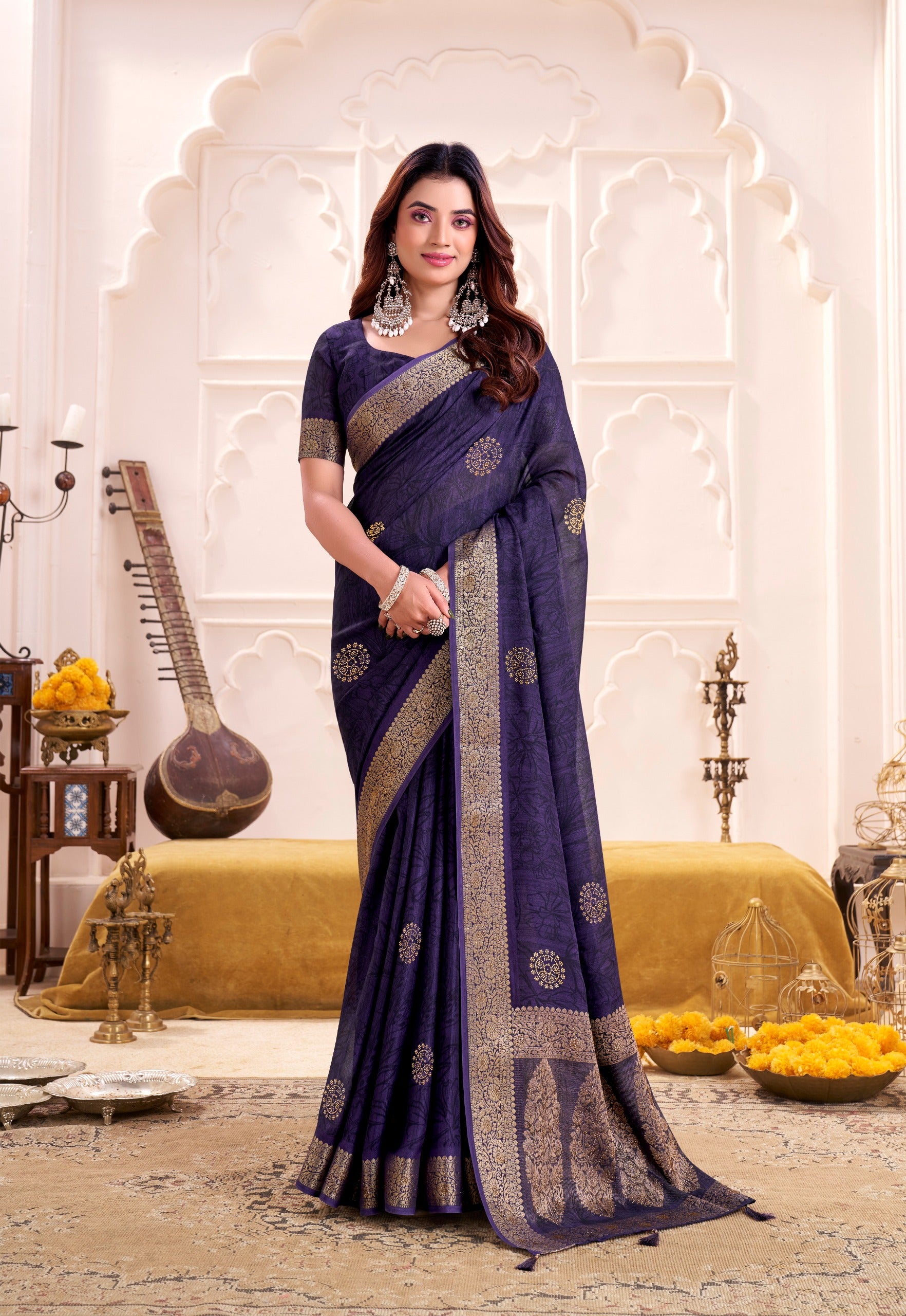 Eternal Elegance – EE-STP2 Moss Georgette Swarovski Saree