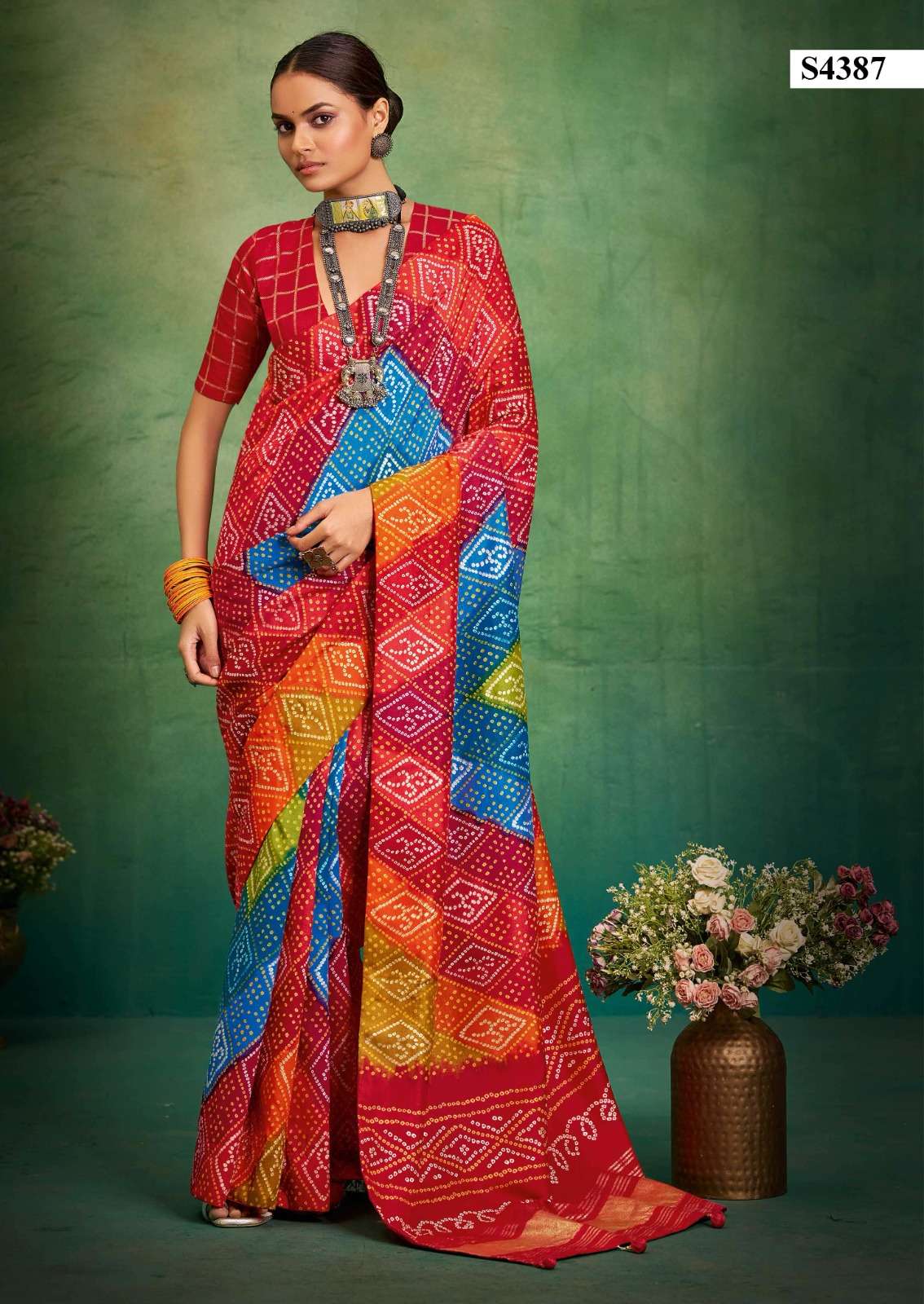 Eternal Elegance – Dazira Bandhej Velvet Tussar Silk Saree
