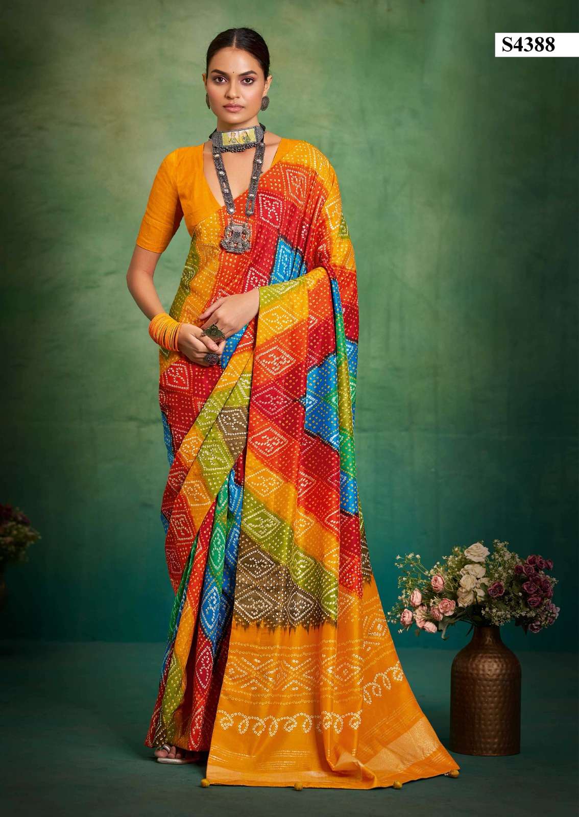 Eternal Elegance – Dazira Bandhej Velvet Tussar Silk Saree