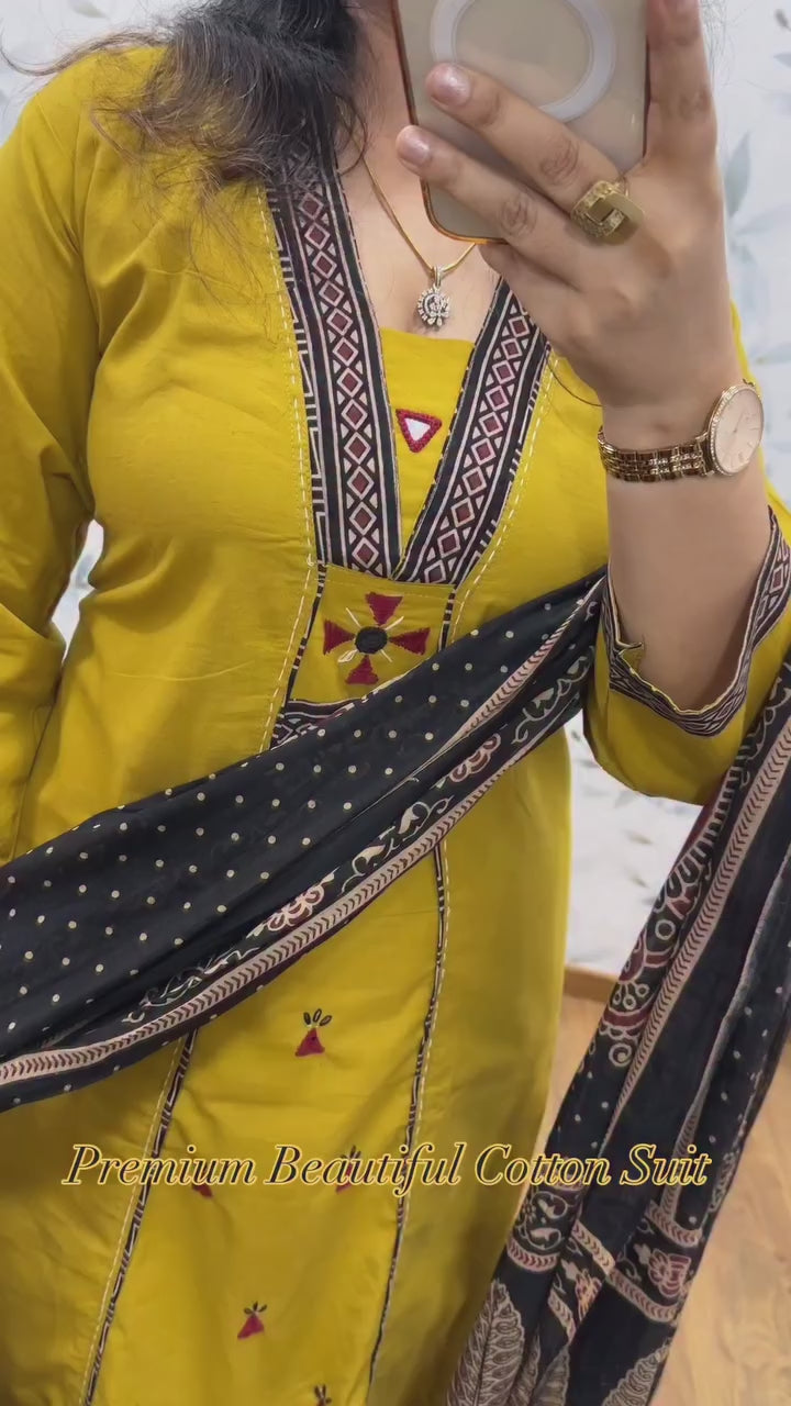 Eternal Elegance – "Kutch Radiance" Premium Cotton Suit Set